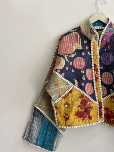 Indian Handmade Kantha Quilted Cotton <b>Jacket</b> For Women <b>Patchwork</b> Boho <b>Jacket</b> - Product Image 5