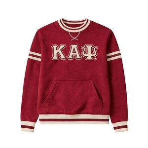 Kappa Alpha Psi Krimson Chenille Crewneck Fidèle À La Taille Premium Fleece Brodé Lettre Grecque Crest Fraternité Vêtements - Product Image 4