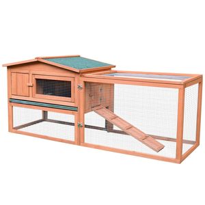Classica Cuccia per Conigli da Esterno 62 in Legno Naturale con Recinto Rialzato, Struttura Solida per Nidificazione di Galline - Product Image 1