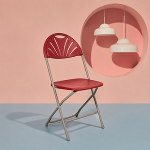 Chaise pliante en plastique moderne, confortable, durable, légère et portable, dossier plat, rouge vin, pour repas en plein air, maison, bureau et villa - Product Image 1