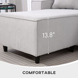Divano Angolare a L in Velluto a Coste Grigio Chiaro, 3 Posti, Chaise Longue Reversibile, Molle Insacchettate, Imbottitura in Piuma, Morbido Divano Angolare - Product Image 6