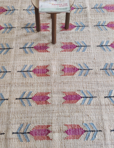 Hand Woven Jute Flat Weave Non-Slip Eco-Friendly Pet Friendly Kilim Area Rug Geometric Arrow Pattern Floor <b>Mat</b> for Living Room - Product Image 6