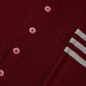 Cardigan en tricot marron pour homme, col en V, manches longues, fermeture boutonnée, couleur unie, avec détails rayés, pour femme et homme - Product Image 2