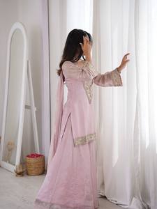 Designer Pink Embroidered <b>Kurta</b> Sharara Set with Dupatta | Mirror & Zari Work Ethnic Wear Suit for Women | Festive Wedding Party - Product Image 4