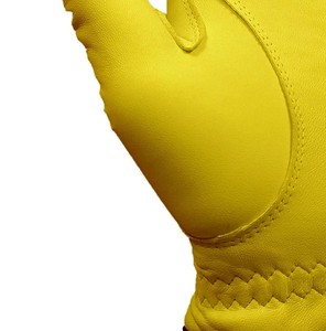 Guante de Golf de Piel Cabretta Suave y Transpirable con Colores y Logotipo Personalizados, Amarillo, para Mano Izquierda, Perforado, con Velcro, Dedos Completos, Deportivo - Product Image 6