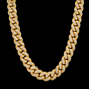 Collar de Moissanita con Cadena Cubana Chapada en Oro de 14K para Hombre, Engaste de Canal Redondo Brillante, Estilo Hip Hop, Colección para Uso Diario - Product Image 1