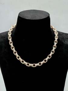 Chaîne à maillons de 9 mm en argent 925 plaqué or rose, collier serti de diamants de laboratoire VVS1, 57 carats au total, lourd (120 g), bijoux personnalisés - Product Image 1