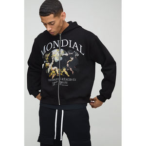 Sweat-shirts à capuche zippés surdimensionnés pour hommes, imprimé Renaissance, grande taille, haute qualité, fabriqués au Pakistan, prix de gros abordable - Product Image 1