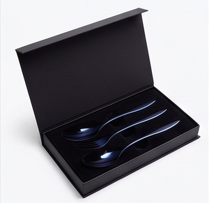 Couverts en acier inoxydable, finition bleue, manche simple, utilisés dans la cuisine, la salle à manger, le café et la maison. - Product Image 6