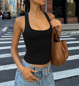 Top Corto de Mujer, Cuello en V, Manga Larga, Corte Regular, Casual, para Todas las Temporadas, Color Sólido, Tejido de Punto, Secado Rápido, 100% Algodón - Product Image 5