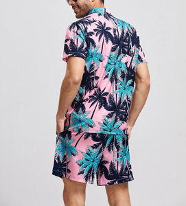 Professional High Quality Summer Men Hawaiian Beach Shirt Printing Men's Two Piece Shirt And Shorts <b>Sets</b> Hawaiian Beach Style - Product Image 4