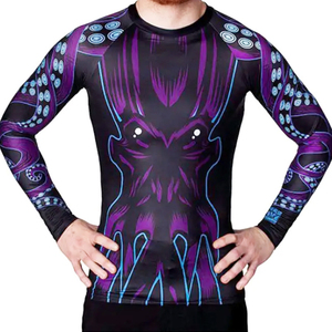 Camiseta Deportiva de Manga Larga para Hombre, con Estampado de Pulpo Negro y Morado, de Secado Rápido, Transpirable, con Logotipo Frontal, de Poliéster/Nailon - Product Image 2