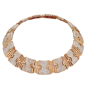 Collar Gargantilla de Oro Rosa con Diamantes, Diseño Geométrico, Micro Pavé, Joyería de Lujo para Mujer, Ideal para Fiestas - Product Image 1