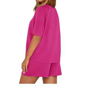 Conjunto de Dos Piezas para Mujer, Camiseta Holgada y Pantalones Cortos Deportivos, Traje Informal de Verano, Algodón Ecológico, Proveedor Mayorista OEM - Product Image 2