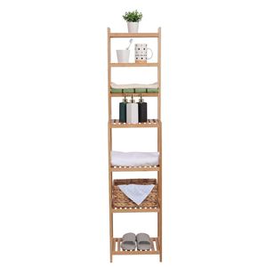 Scaffale da Bagno Multifunzionale a 7 Ripiani in Bambù 100% Naturale, Rimovibile, 72 * 43.5 * 160.7cm YF - Product Image 2