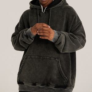 100% algodón al por mayor 465gsm grueso polar Terry hombres sudaderas con capucha y sudaderas bordado impreso logo vintage lavado unisex Sudadera con capucha - Product Image 3