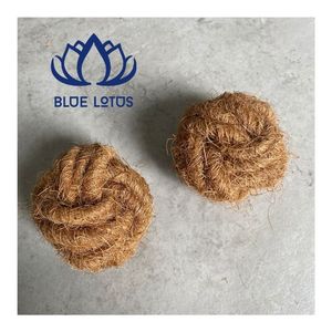 Jouet à mâcher interactif automatique pour chiens et chats en fibre de coco Blue Lotus - Écologique, durable, pour les soins dentaires et le soulagement de l'anxiété, motif végétal - Product Image 1