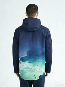 Wholesale Men's <b>Hooded</b> Waterproof Hard <b>Shell</b> <b>Jacket</b> Gradient Print Zip Fly Outdoor Hiking Clothing Regular Fit All Seasons - Product Image 2
