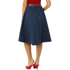 Women's Straight Light Denim Skirts Maxi Custom Designed High Waisted Button Zipper Vintage Washed Streetwear Summer Party - Product Image 1