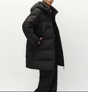 Hooded Long Puffer <b>Jacket</b> Unisex Winter Casual Windproof <b>Thick</b> Coat Zipper Front Plaid Regular Fit 100% Polyester <b>Fleece</b> - Product Image 2