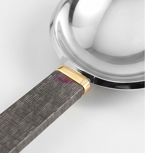 Stainless Steel Serving <b>Spoon</b> And Fork Set With Black Textured Handles And <b>Gold</b> Accents Minimalist Design For Catering Use - Product Image 2
