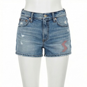 Shorts de Mezclilla Premium para Mujer, Color Personalizado, Lavado, Corte Ajustado, Cintura Alta, Estilo Vintage, Sexy, Casual, Jeans a la Moda para el Verano - Product Image 1