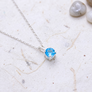 Topaze bleue naturelle de haute qualité coupe ronde pierres précieuses ensemble de broches en argent Sterling 925 plaqué or pendentif collier cadeau pour les femmes - Product Image 4