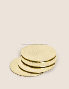 Brass Handmade <b>Angel</b> Engraved Gold Metal Tableware Coasters Table <b>Top</b> Home Decor Wholesale Sublimation Coaster - Product Image 4