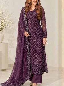 Ensemble shalwar kameez brodé effet miroir noir pour femme, tenue de mariage traditionnelle indienne et pakistanaise de qualité supérieure - Product Image 4