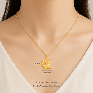 Collar con Colgante de Conejo en Luna Creciente, Chapado en Plata, Oro de 18k, Plata de Ley 925, Lindo Regalo para Mujer - Product Image 5