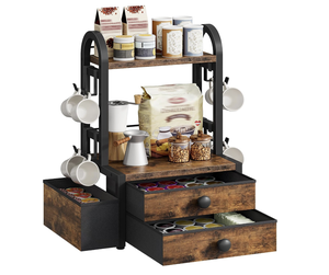 Cup Holder with Hooks Utensil Rack Space Saving <b>Dish</b> Organizer in Drawer for Kitchen and Tea storage - Product Image 2