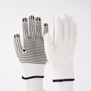 Gants de sécurité en coton tricoté avec points PVC de haute qualité, points noirs sur les bouts des doigts, antidérapants, pour travaux polyvalents - Product Image 2