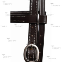 Ensemble de bridon et rênes en cuir marron avec rênes réglables et quincaillerie en acier inoxydable pour l'équitation