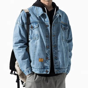 Chaqueta Vaquera Clásica para Hombre, Estilo Urbano, Cierre de Botones, Corte Holgado, Algodón Lavado, Ecológica, Ropa de Invierno Personalizable - Product Image 3
