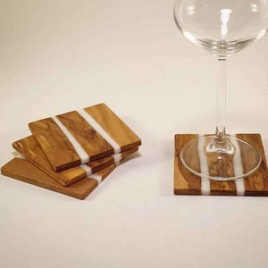 Artisan Wooden Epoxy Resin Coaster Set | Luxury Home Bar Decor Contemporary Design Eco-Friendly Heat Resistant Coffee Wine - Product Image 4