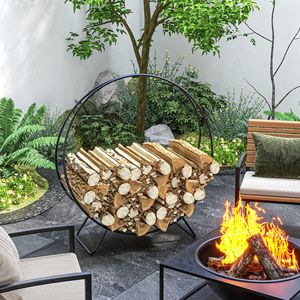 Support à bois de chauffage robuste de 40 pouces avec housse imperméable noire pour intérieur et extérieur, également support de rangement pour manteaux pour femmes - Product Image 2