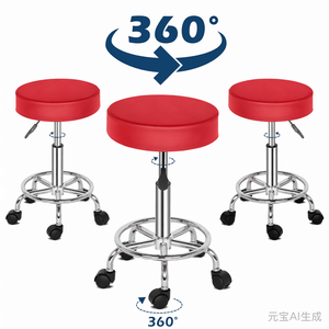Sgabello Professionale da Salone con Certificazione SGS, Sollevamento a Gas, Capacità 150kg, Schiuma Modellata Spessa 8cm, Seduta in Semi Pelle PU, Base a Ragno - Product Image 5