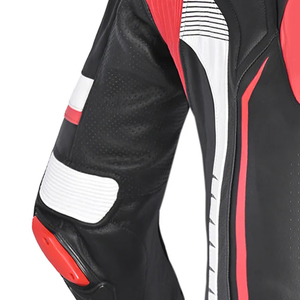 Men's Full Sleeve Leather Motorcycle Racing <b>Suit</b> One-Piece <b>Red</b> Black White Color Blocked Windproof All Seasons - Product Image 6