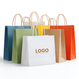 Custom Logo Kraft <b>Paper</b> Drawstring Shopping Bags <b>Biodegradable</b> Reusable with Handles Gravure Printing Low MOQ Supplier - Product Image 1