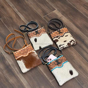 Monederos móviles de piel de vaca con herramientas clásicas a mano para mujer con estilo, Mini bolso compacto de cuero genuino versátil occidental nuevo - Product Image 4