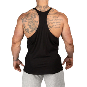 Camiseta sin mangas de algodón negro de alta calidad para hombre, cuello redondo, informal, para entrenamiento, gimnasio, fitness, tejida, lisa, sin mangas. - Product Image 2