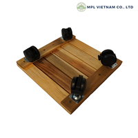 Pot de fleurs en bois d'acacia écologique en gros avec roues verrouillables, design carré, pour jardin, balcon, usage domestique, traditionnel, minimaliste, 16