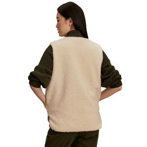High Quality Women's Solid Cream Polar <b>Fleece</b> Vest With Zipper Stand Collar Casual Outerwear Warm Pocket Sleeveless <b>Gilet</b> OEM - Product Image 2