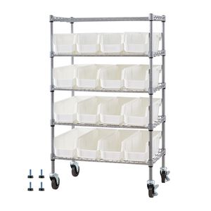Sistema di scaffalature in acciaio a 5 livelli con 16 organizer portautensili mobili e contenitori con ruote per garage - Product Image 1