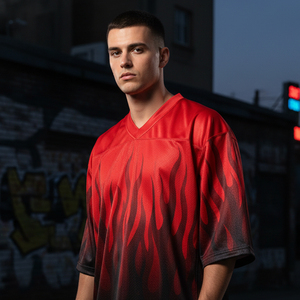 Manufacturer American Football Jersey Custom Sublimation Printing Elastic V Neck <b>Men</b> Youth Training Game Practice Uniform - Product Image 4