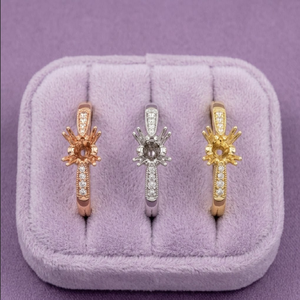 Kongkong แหวนหมั้นเพชรกึ่งเมาต์สำหรับผู้หญิง18K แข็งสีขาวทองธรรมชาติ - Product Image 5