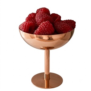 Bol à glace en cuivre poli, coupelle à dessert en acier inoxydable, plat à sundae sur piédestal or rose pour hôtels et restaurants, vaisselle en gros - Product Image 4