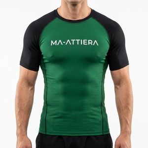 Camiseta de Compresión para Hombre, Manga Corta, Estilo Bape, Color Verde y Negro, para Entrenamiento, Fitness y Deportes - Product Image 1