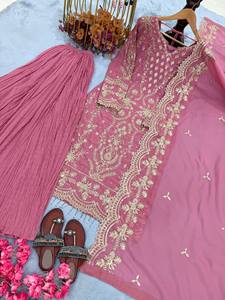 FATEMA FASHION Salwar Kameez Tradicional Indio de Seda Satinada Pesada, de Secado Rápido, para Todas las Estaciones, Verde, Bordado, Corte Regular, para Mujer - Product Image 4