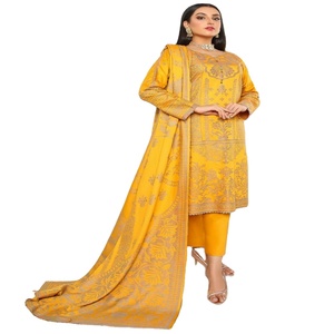 Hermosa y elegante colección de vestidos casuales de 3 piezas para damas, fiestas bordadas-Bin Hameed Volume RANGEEN Indian Pakistani Linen - Product Image 1